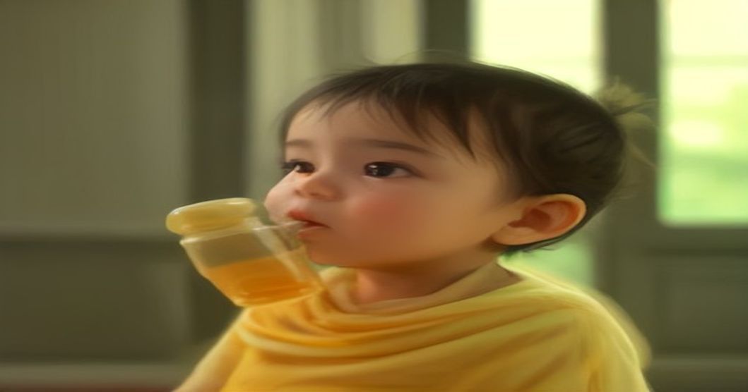 A Pakistani baby being bottle-fed in warm natural light