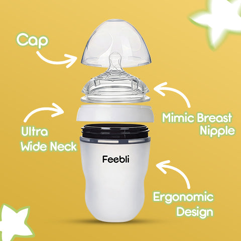 Feebli™ Silicone Baby Feeding Bottle – BPA-Free, Anti-Colic & Easy to Use -250ml